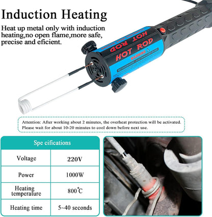PAKOWIN Magnetisches Induktionsheizgerät-Kit - 1200W 220V Automobilloses Heizwerkzeug mit 10 Spulen