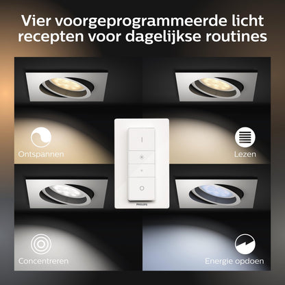 Philips Hue White Ambiance Milliskin Einbauspot eckig mit Dimmschalter weiss