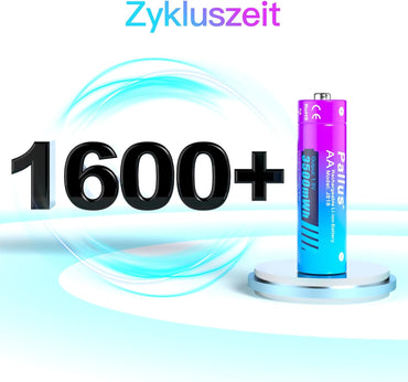 Pallus  AA Lithium 1,5V 8 Stücke Akku mit Ladegerät Wiederaufladbarer