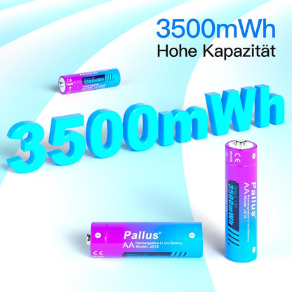 Pallus  AA Lithium 1,5V 8 Stücke Akku mit Ladegerät Wiederaufladbarer