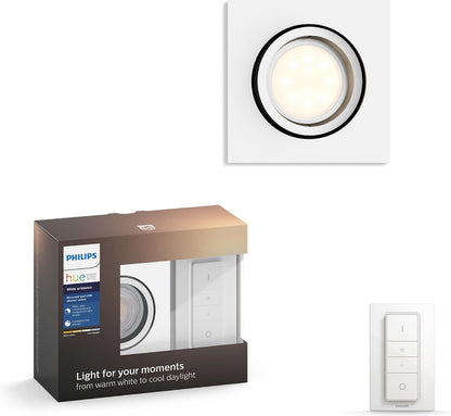 Philips Hue White Ambiance Milliskin Einbauspot eckig mit Dimmschalter weiss
