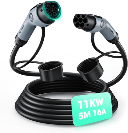 Powerbest Typ-2-Ladekabel, 11KW 5M 16A Dreiphasiges E-Auto-Ladekabel Typ 2