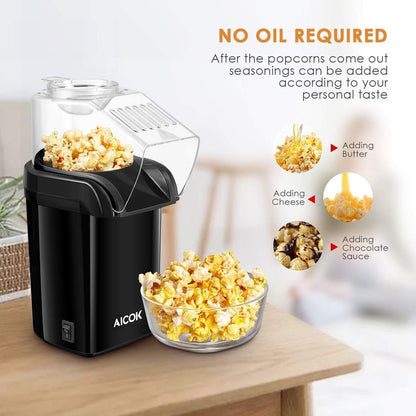 Aicok Popcornmaschine 1200 W. Mit abnehmbarem Messbecher. Abnehmbarer Deckel