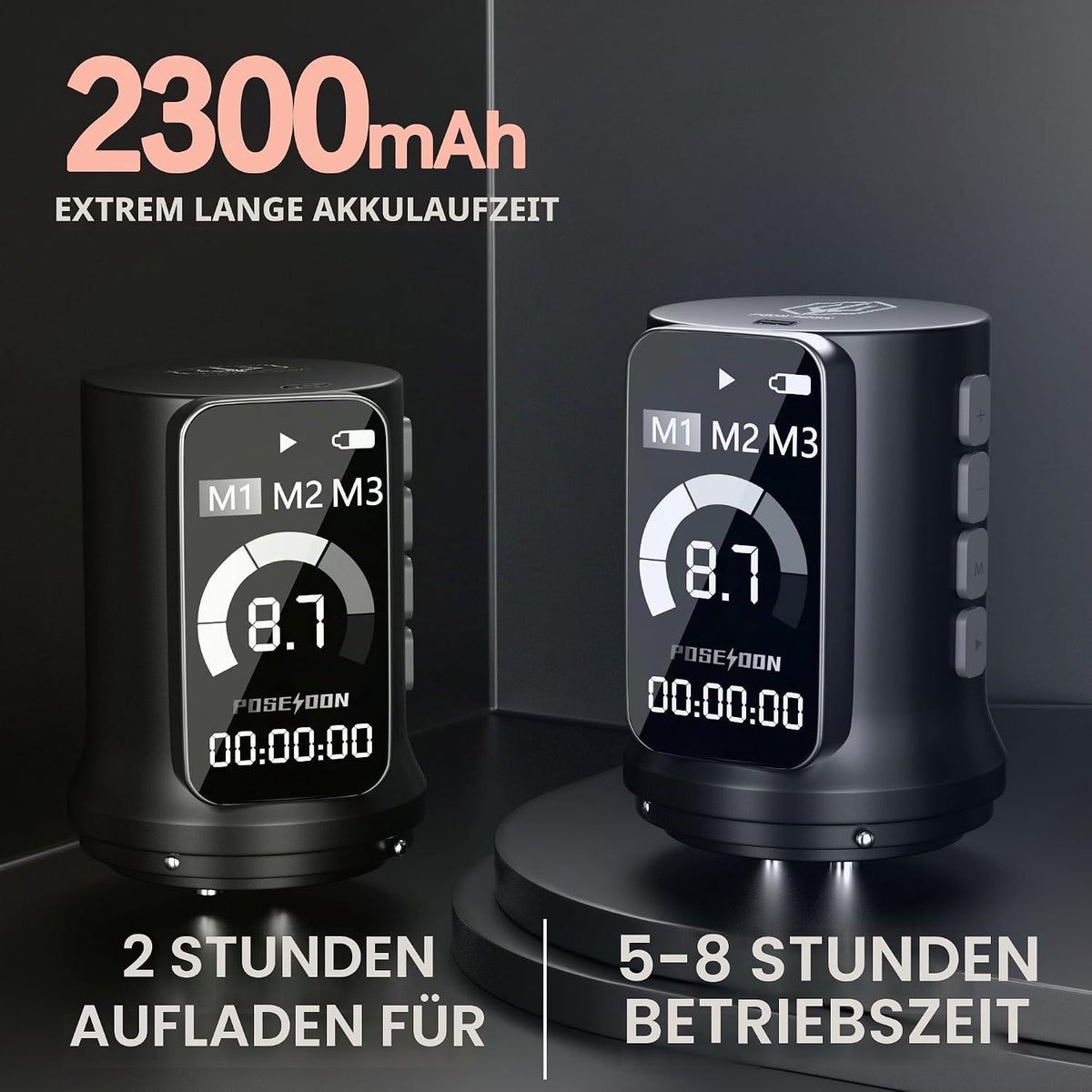 POSEIDON Kabelloses Rotary Tattoo Maschine Kit mit 20 Tattoo Patronen Nadeln, Tinte Set