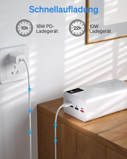 Batterie externe Power Bank 50 000 mAh à charge lente : 22,5 W, charge rapide, grande capacité, avec étui