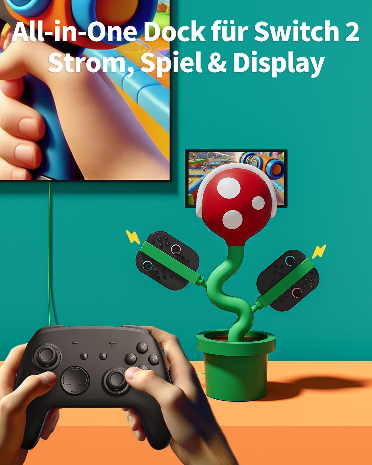 POWKONG Docking Station Kompatibel mit Nintendo Switch2, Switch TV Dock Ladestation