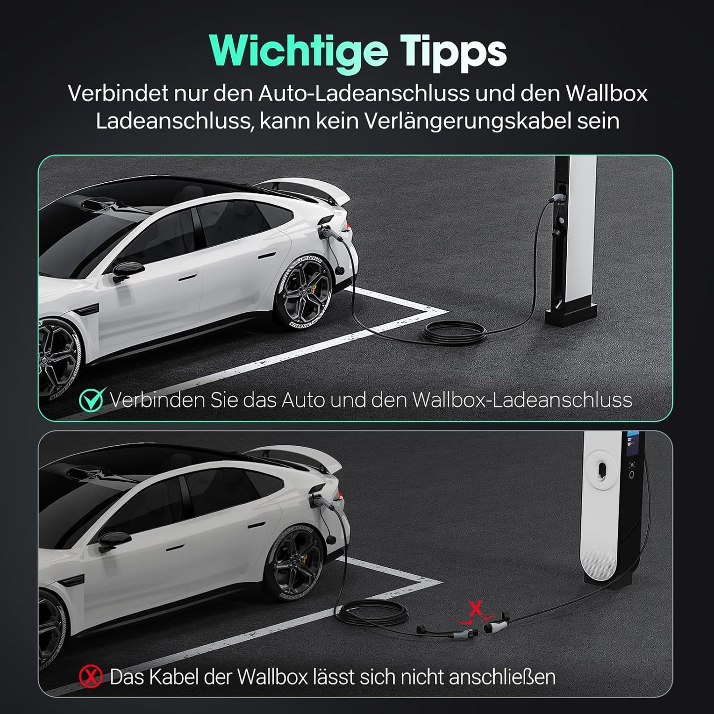 Powerbest Typ-2-Ladekabel, 11KW 5M 16A Dreiphasiges E-Auto-Ladekabel Typ 2