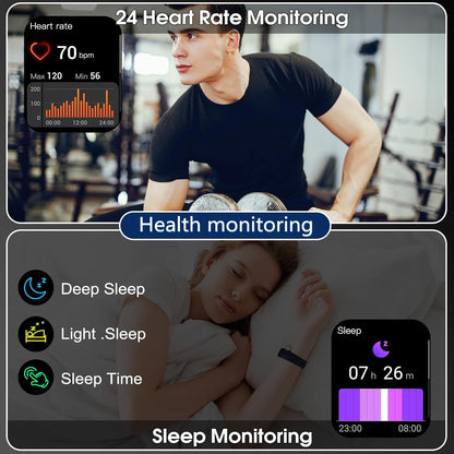 Puqo Smartwatch Herren Damen, 1,95" HD Fitnessuhr mit Telefonfunktion, 112+ Sportmodi