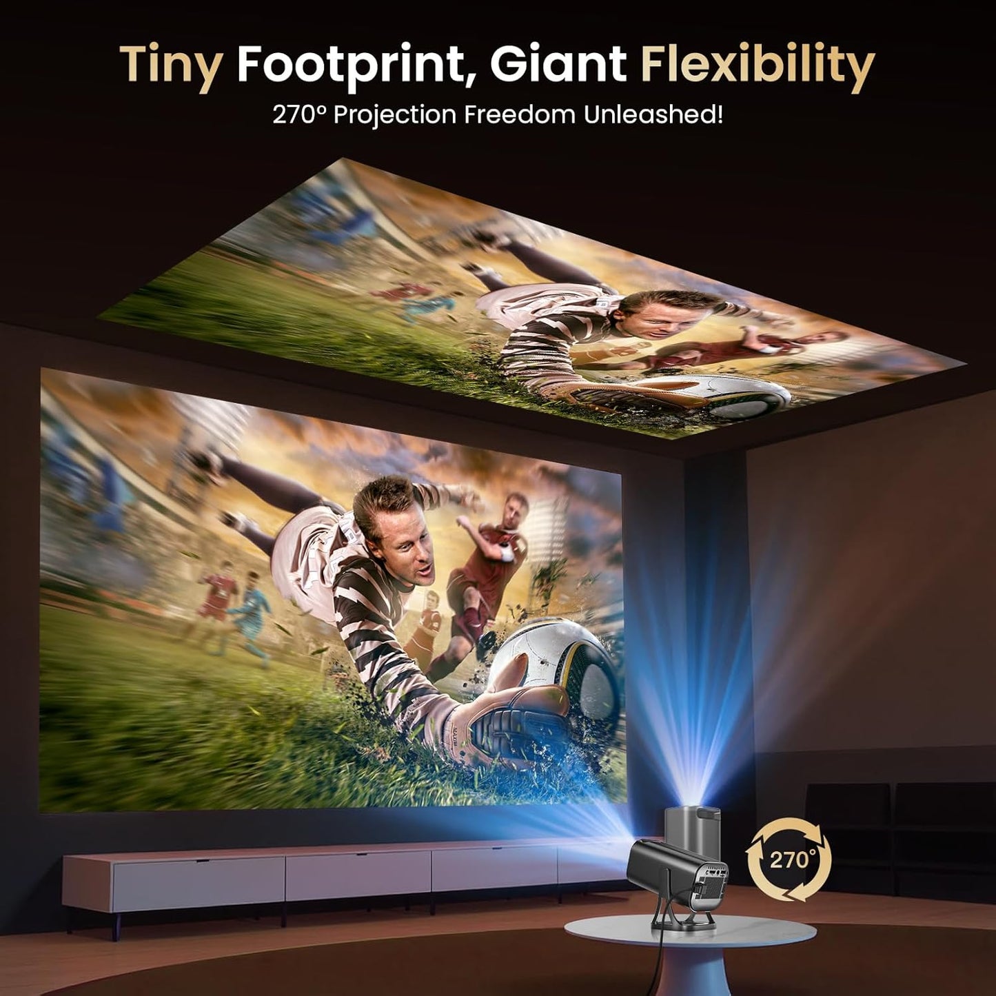 Mini Beamer 4k 1080P Unterstützung Bluetooth 5.4 270°