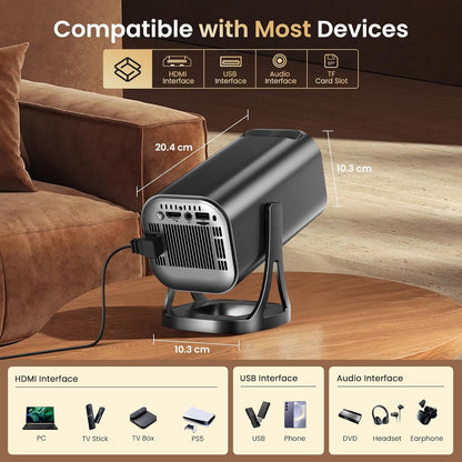 Mini Beamer 4k 1080P Unterstützung Bluetooth 5.4 270°