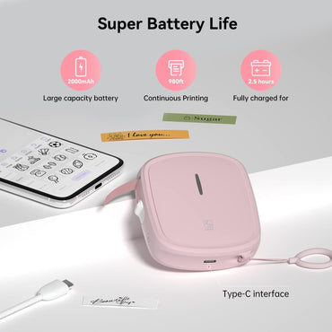 PRT Qutie Bluetooth Etikettendrucker,Beschriftungsgerät, labeldrucker Rosa