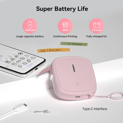 PRT Qutie Bluetooth Etikettendrucker,Beschriftungsgerät, labeldrucker Rosa