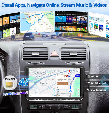 PORMIDO DAB+ Autoradio mit Bildschirm 9 Zoll 2DIN 4+64GB Android 13 für VW Golf 5 6 T5 Polo
