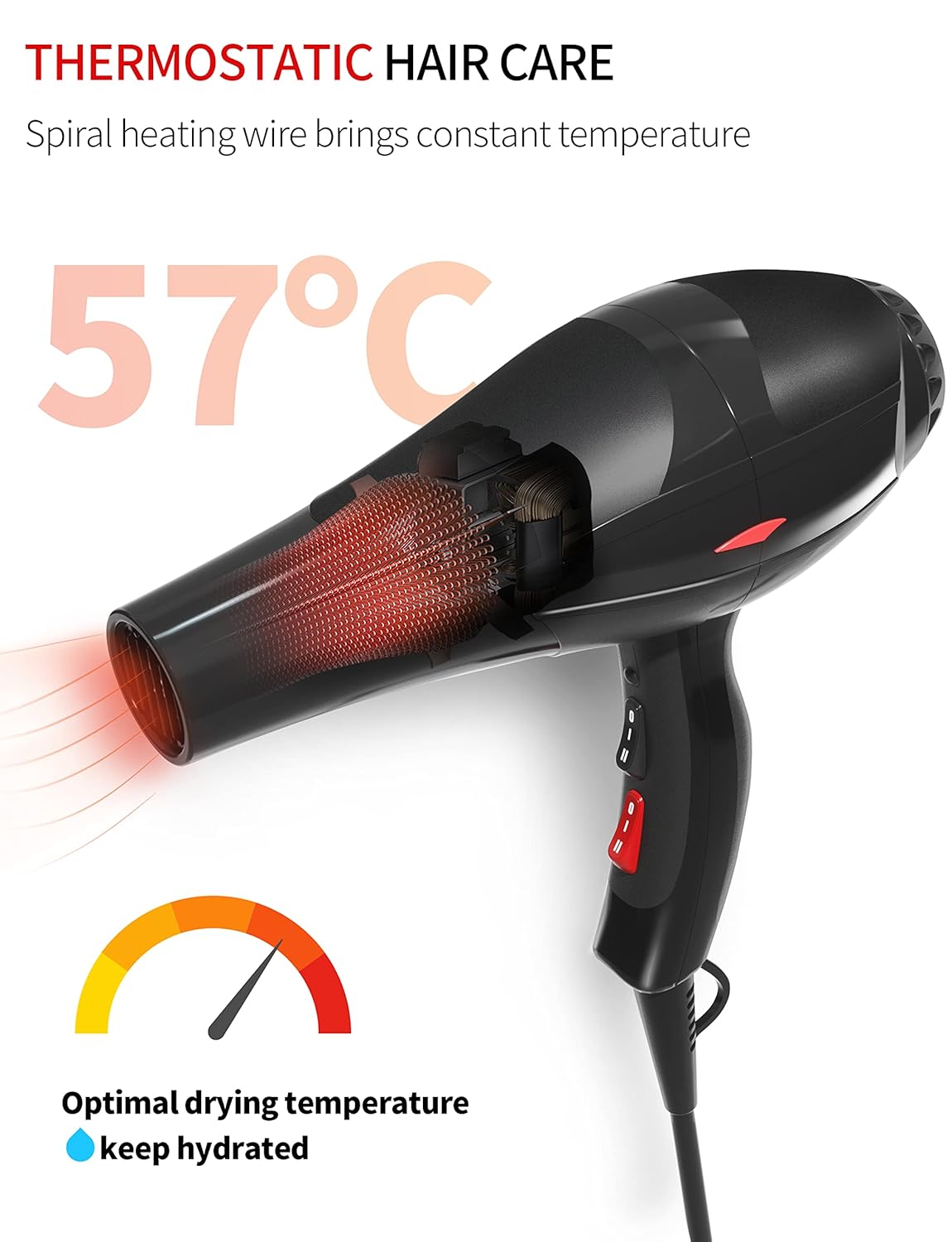 Profi-Fön Ionen Haartrockner 3500W,Blaues Licht Ionenpflege-Schonendes Styling