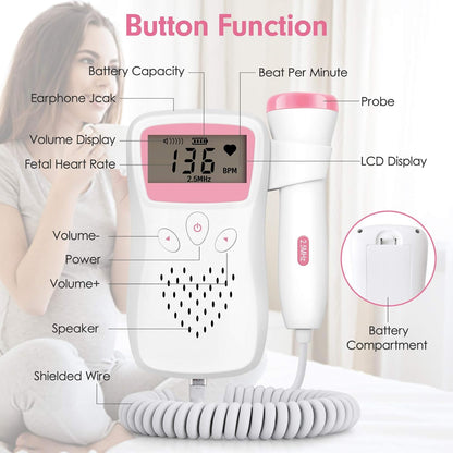 Fetal Doppler pink mit 2.5 MHz Sonde + 100 g Ultraschall Gel