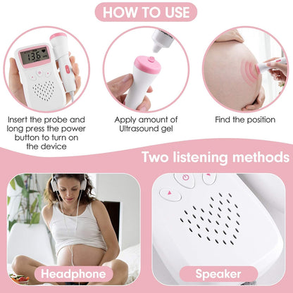 Fetal Doppler pink mit 2.5 MHz Sonde + 100 g Ultraschall Gel