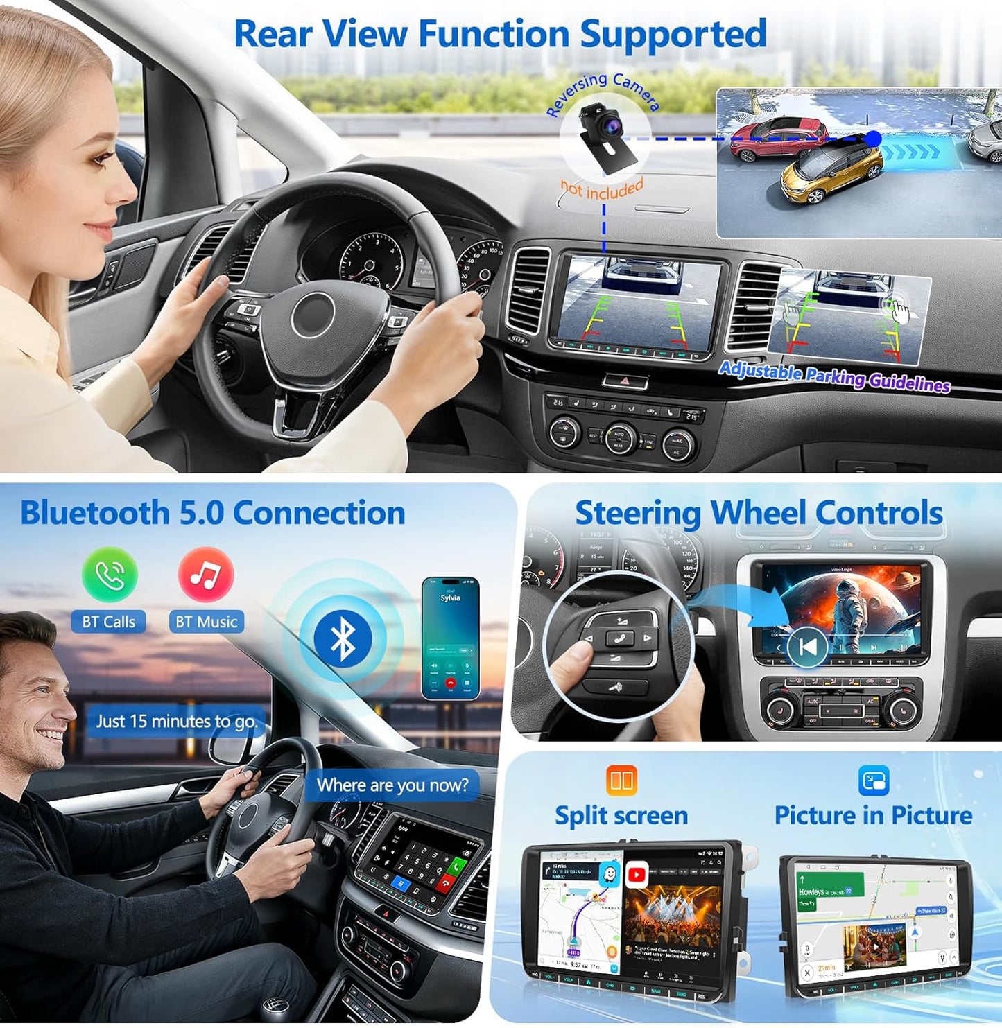 PORMIDO DAB+ Autoradio mit Bildschirm 9 Zoll 2DIN 4+64GB Android 13 für VW Golf 5 6 T5 Polo