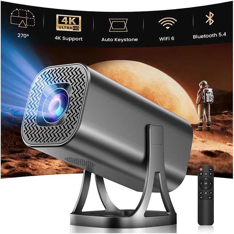 Mini Beamer 4k 1080P Unterstützung Bluetooth 5.4 270°