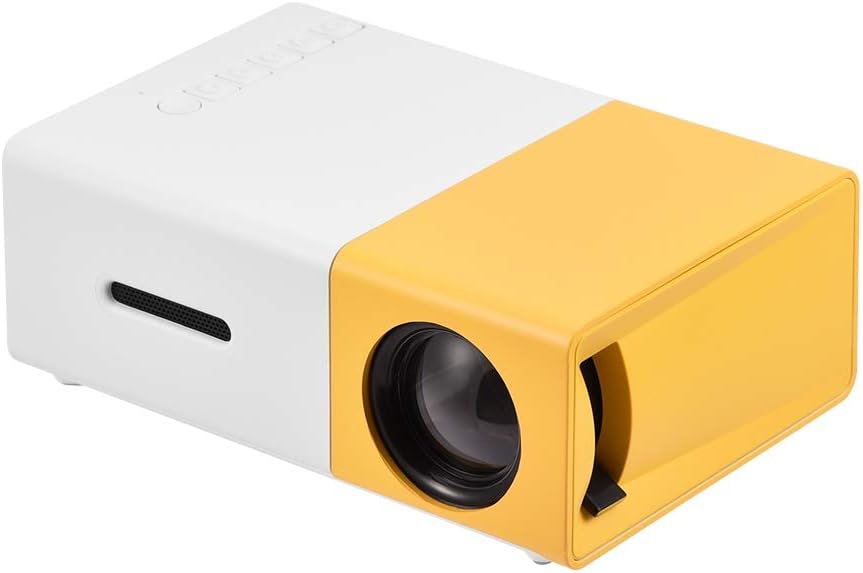 Mini Beamer projektor, Heimkino Tragbarer LED-Projektor HD HDMI Multimedia-Spiele Heimkino-Filmprojektor (Gelb/Weiß)