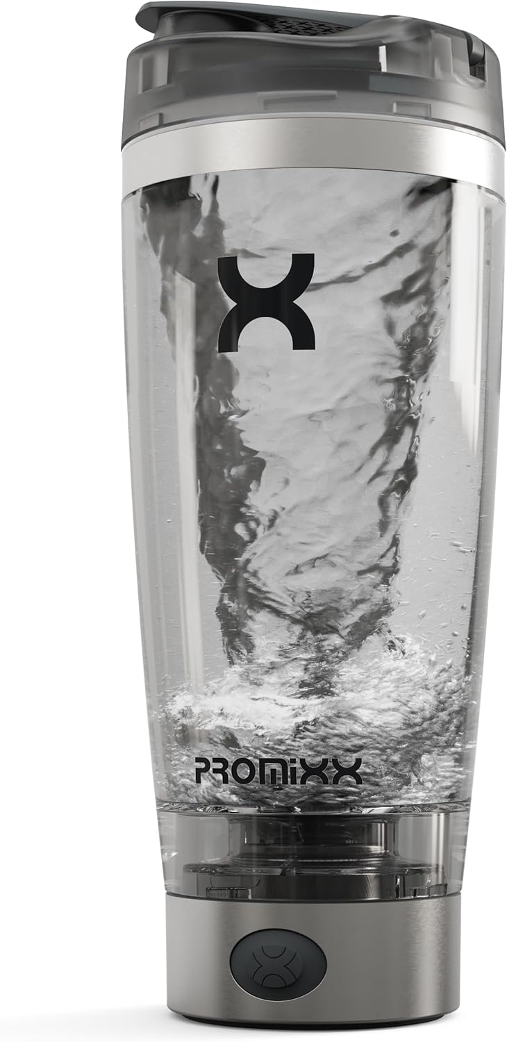 Promixx PRO Shaker Flasche für glatte Protein Shakes,BPA-frei, 600ml, Silber/Grau
