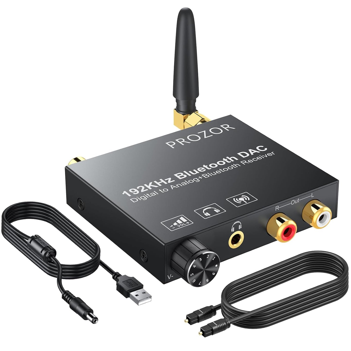 PROZOR Bluetooth Empfänger DAC Optisch Bluetooth Audio Adapter für Stereoanlage Heimkino