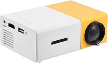 Mini Beamer projektor, Heimkino Tragbarer LED-Projektor HD HDMI Multimedia-Spiele Heimkino-Filmprojektor (Gelb/Weiß)