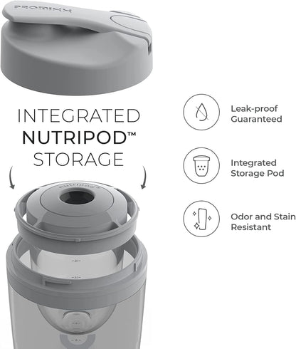 Promixx PRO Shaker Flasche für glatte Protein Shakes,BPA-frei, 600ml, Silber/Grau