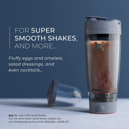 Promixx PRO Shaker Flasche für glatte Protein Shakes,BPA-frei, 600ml, Silber/Grau