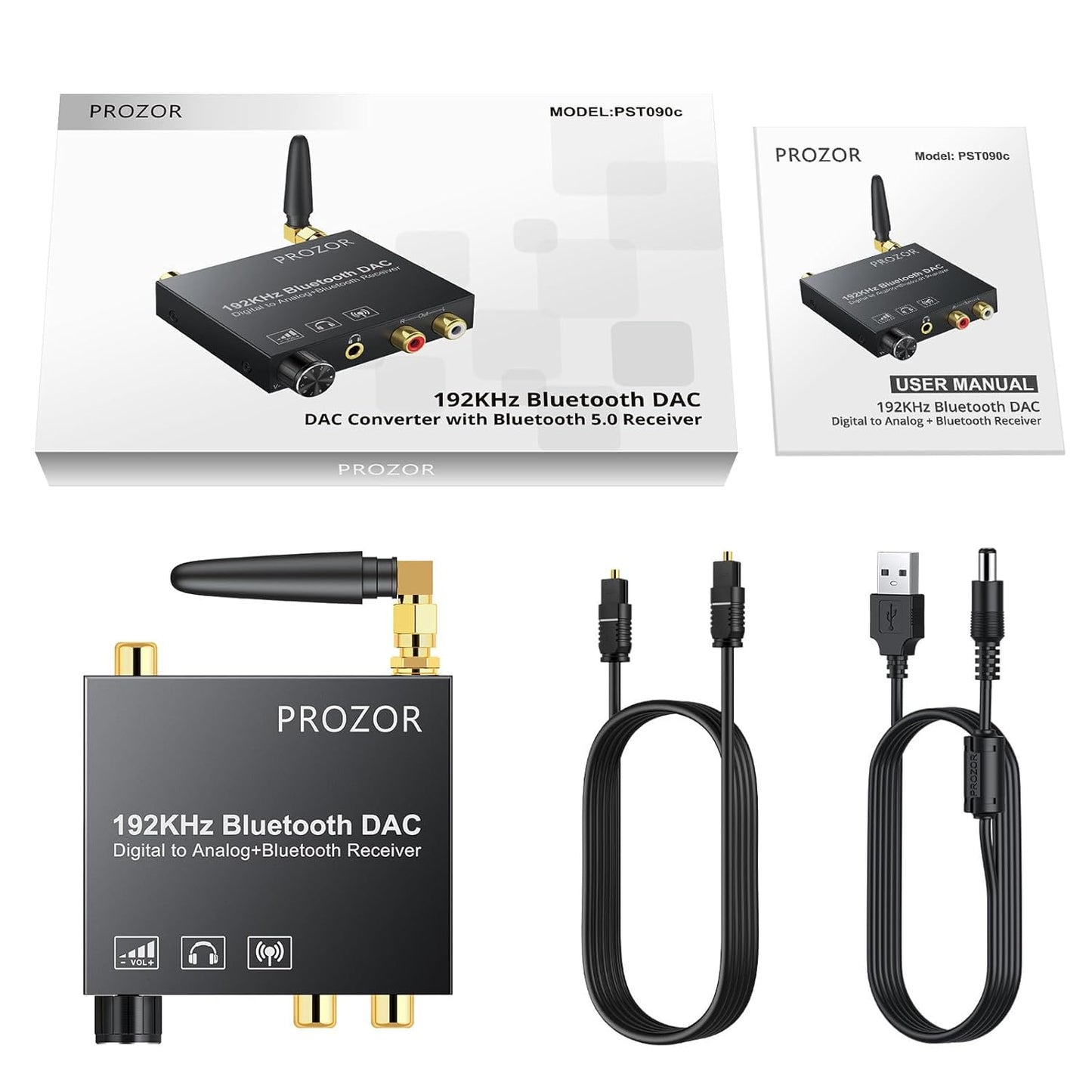 PROZOR Bluetooth Empfänger DAC Optisch Bluetooth Audio Adapter für Stereoanlage Heimkino