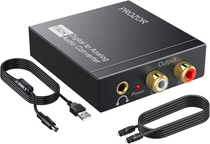 PROZOR Da Wandler Optisch auf Cinch Audio Adapter Toslink auf Klinke Aux