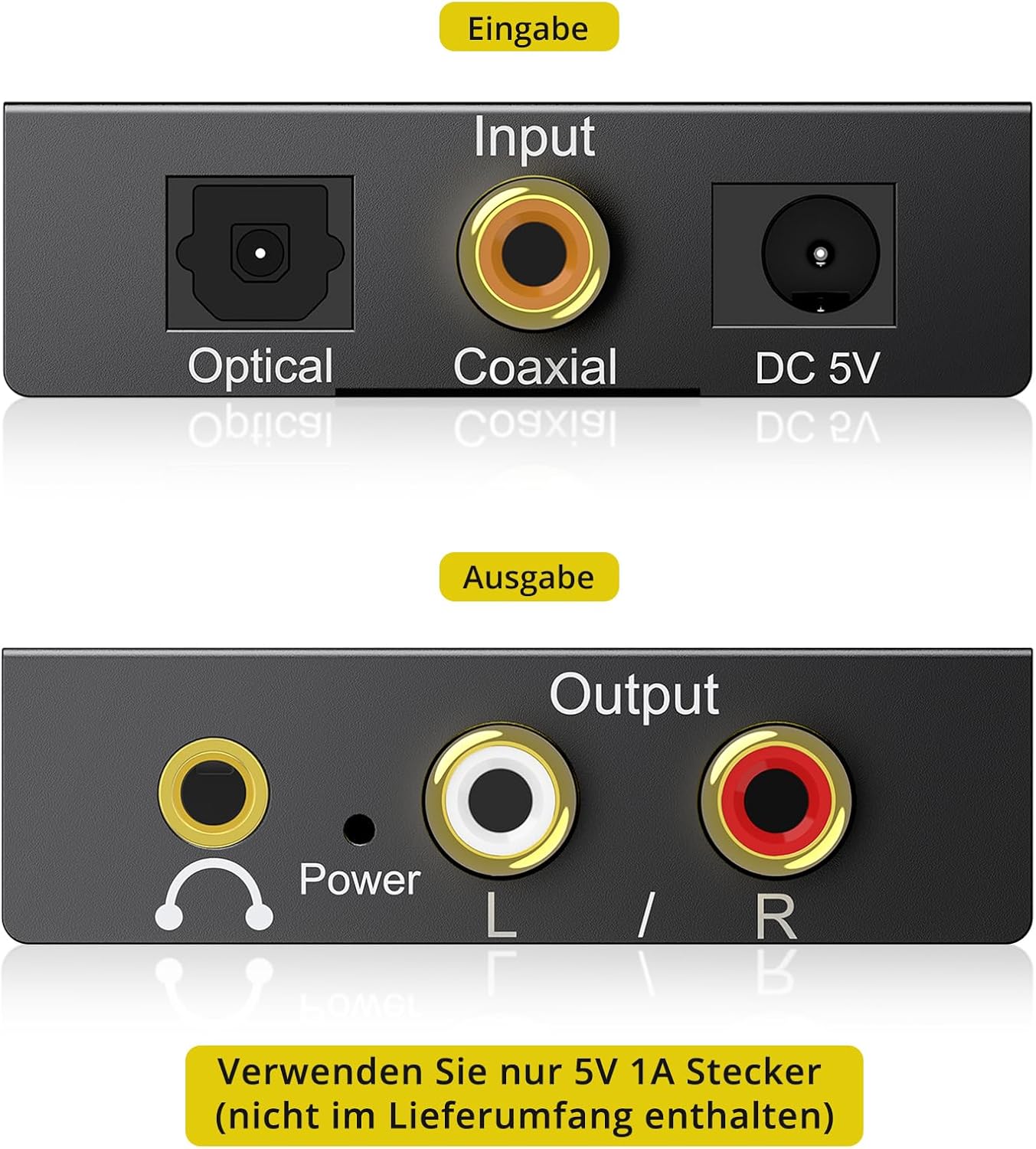 PROZOR Da Wandler Optisch auf Cinch Audio Adapter Toslink auf Klinke Aux