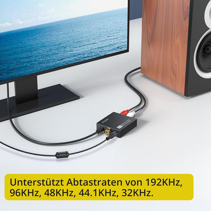 PROZOR Da Wandler Optisch auf Cinch Audio Adapter Toslink auf Klinke Aux