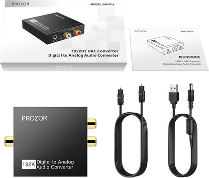 PROZOR Da Wandler Optisch auf Cinch Audio Adapter Toslink auf Klinke Aux