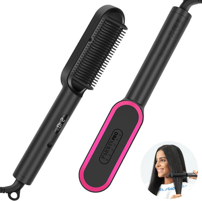 PARWIN PRO BEAUTY Haarglätter Bürste,Ionen Mit LED-Anzeige (Schwarz)