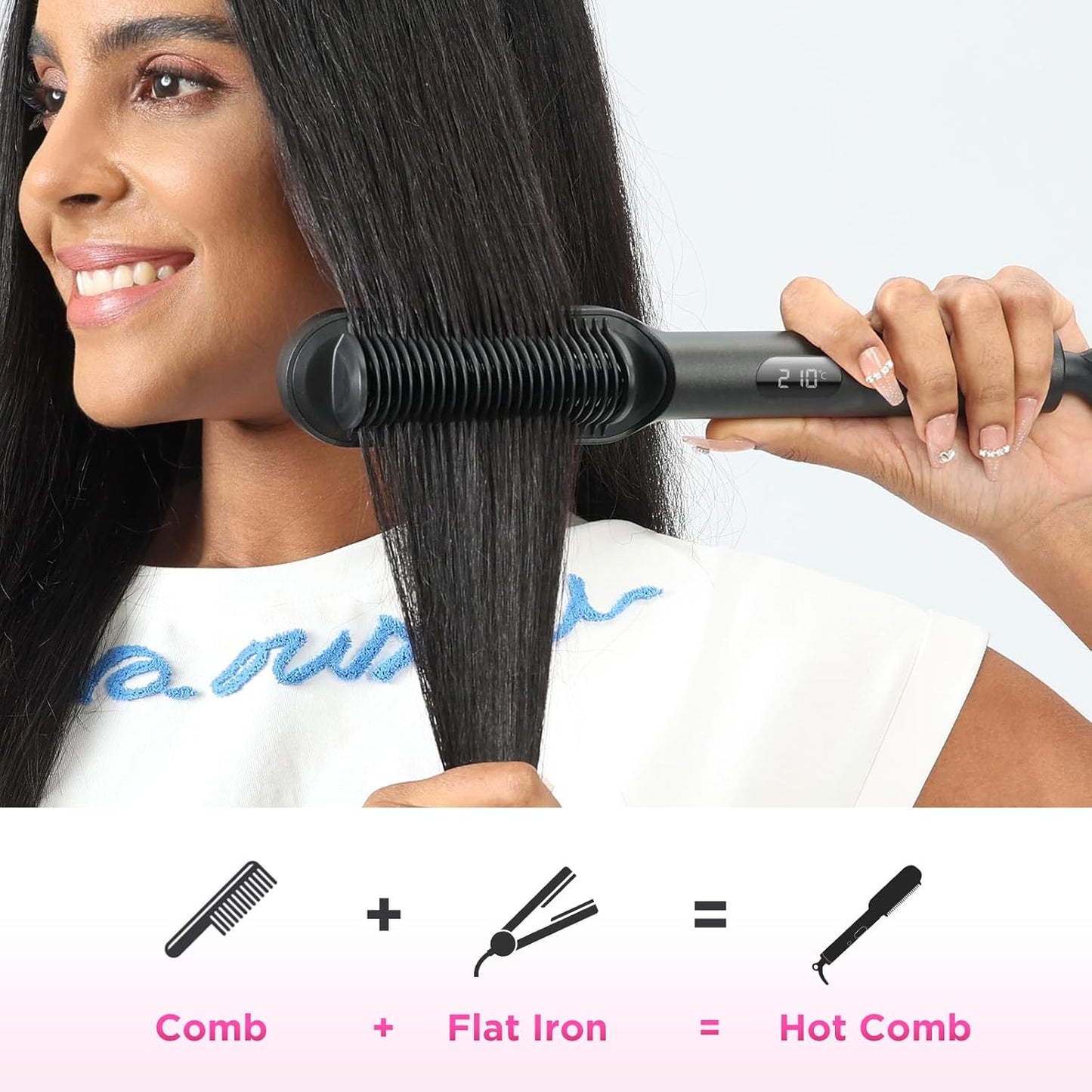 PARWIN PRO BEAUTY Haarglätter Bürste,Ionen Mit LED-Anzeige (Schwarz)