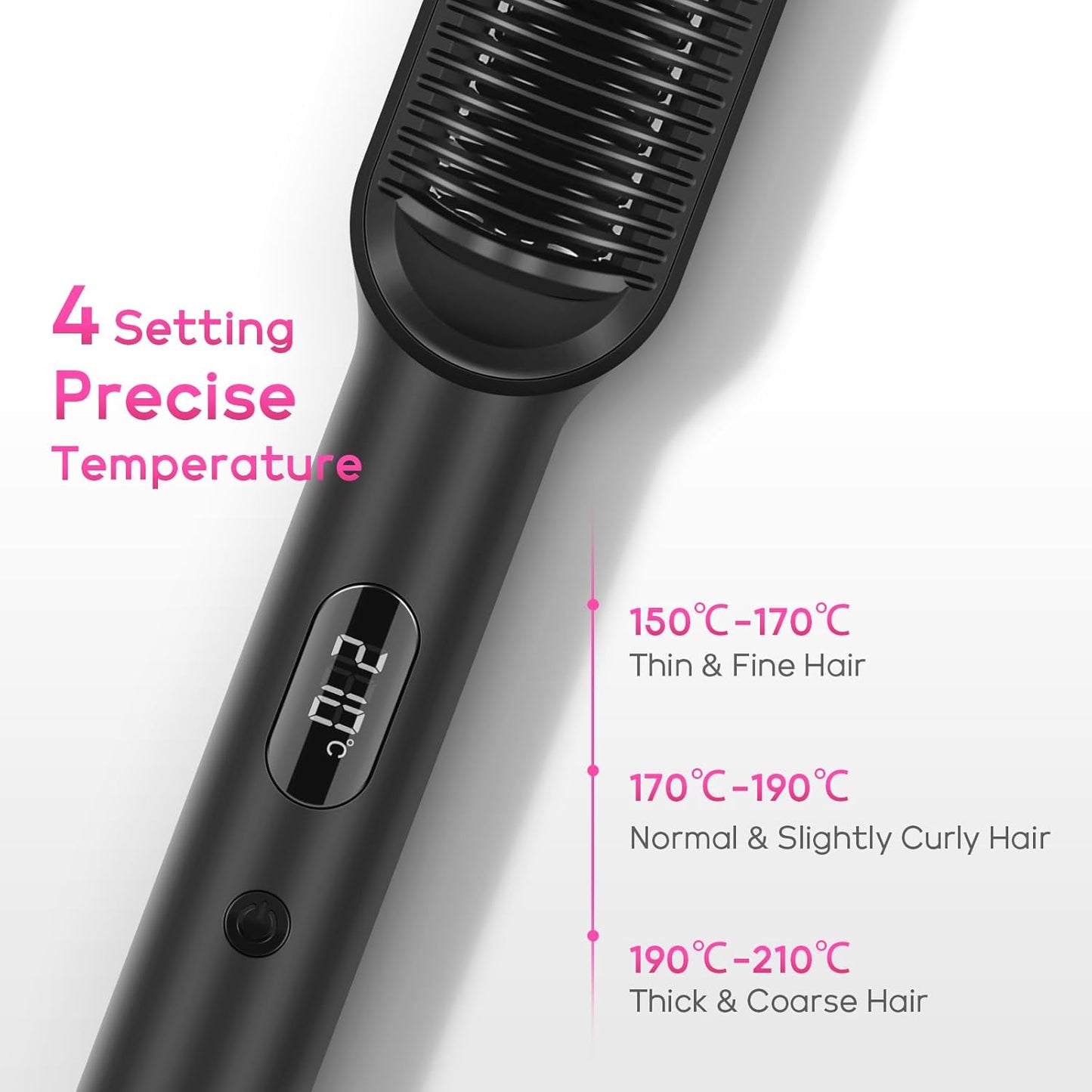 PARWIN PRO BEAUTY Haarglätter Bürste,Ionen Mit LED-Anzeige (Schwarz)