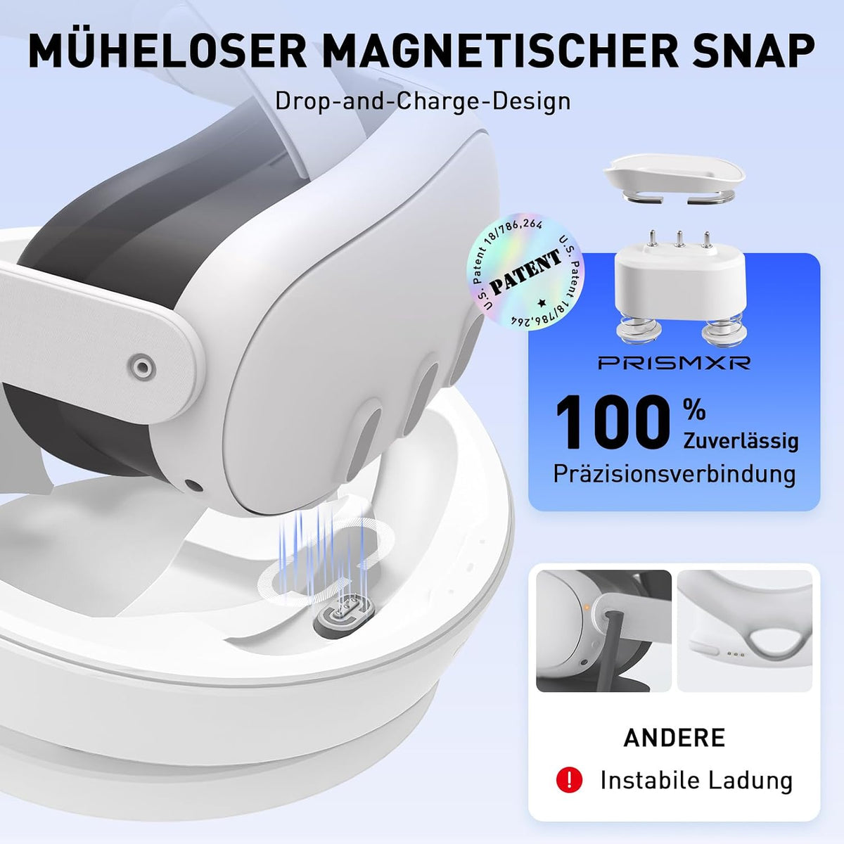 PrismXR Carina D1  Magnetische Ladestation kompatibel mit Meta Quest 3