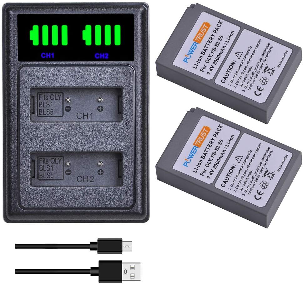 PowerTrust PS-BLS5 BLS-50 BLS-5 Akku Ladegerät Pack für Olympus ....