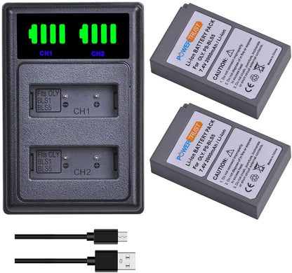 PowerTrust PS-BLS5 BLS-50 BLS-5 Akku Ladegerät Pack für Olympus ....