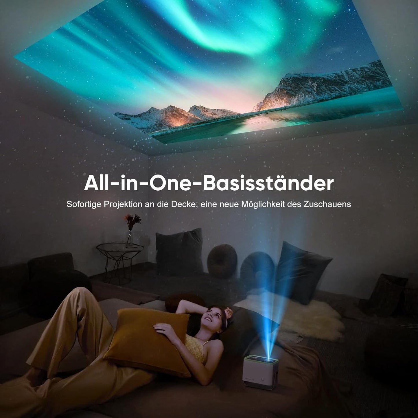 Purshe Mini Beamer 4K Unterstützt, 20000L Native 1080P WiFi6 Bluetooth Beamer,