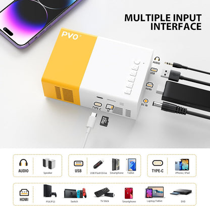 PVO YG300 Pro Mini Beamer, WiFi projektor Tragbarer Drahtlose Orange