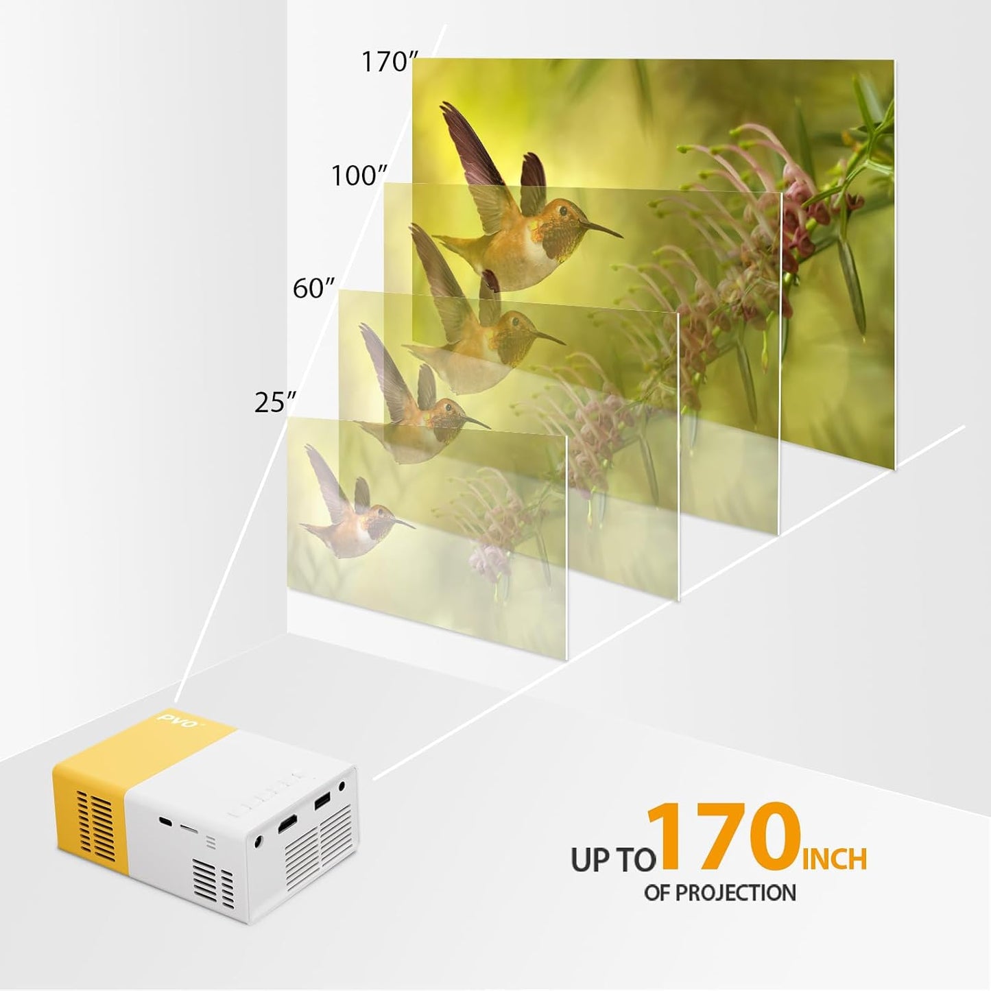 PVO YG300 Pro Mini Beamer, WiFi projektor Tragbarer Drahtlose Orange
