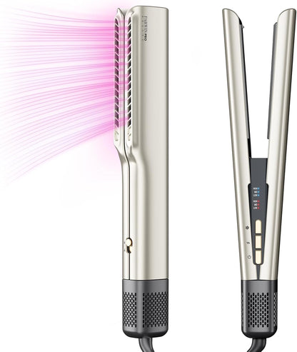 PARWIN PRO BEAUTY Air Haarglätter,  Ionen Air Glätteisen 1200W  160 ℃ Champagnersilber