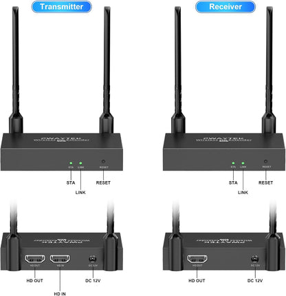 PWAYTEK Wireless HDMI Transmitter, Receiver 1640FT/500M, 2,4/5GHz 1080P 4K