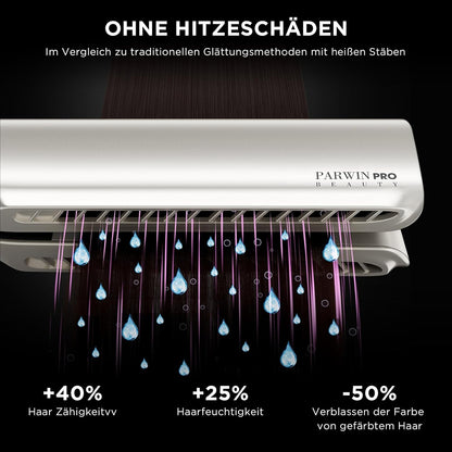 PARWIN PRO BEAUTY Air Haarglätter,  Ionen Air Glätteisen 1200W  160 ℃ Champagnersilber