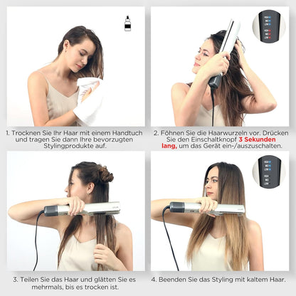 PARWIN PRO BEAUTY Air Haarglätter,  Ionen Air Glätteisen 1200W  160 ℃ Champagnersilber