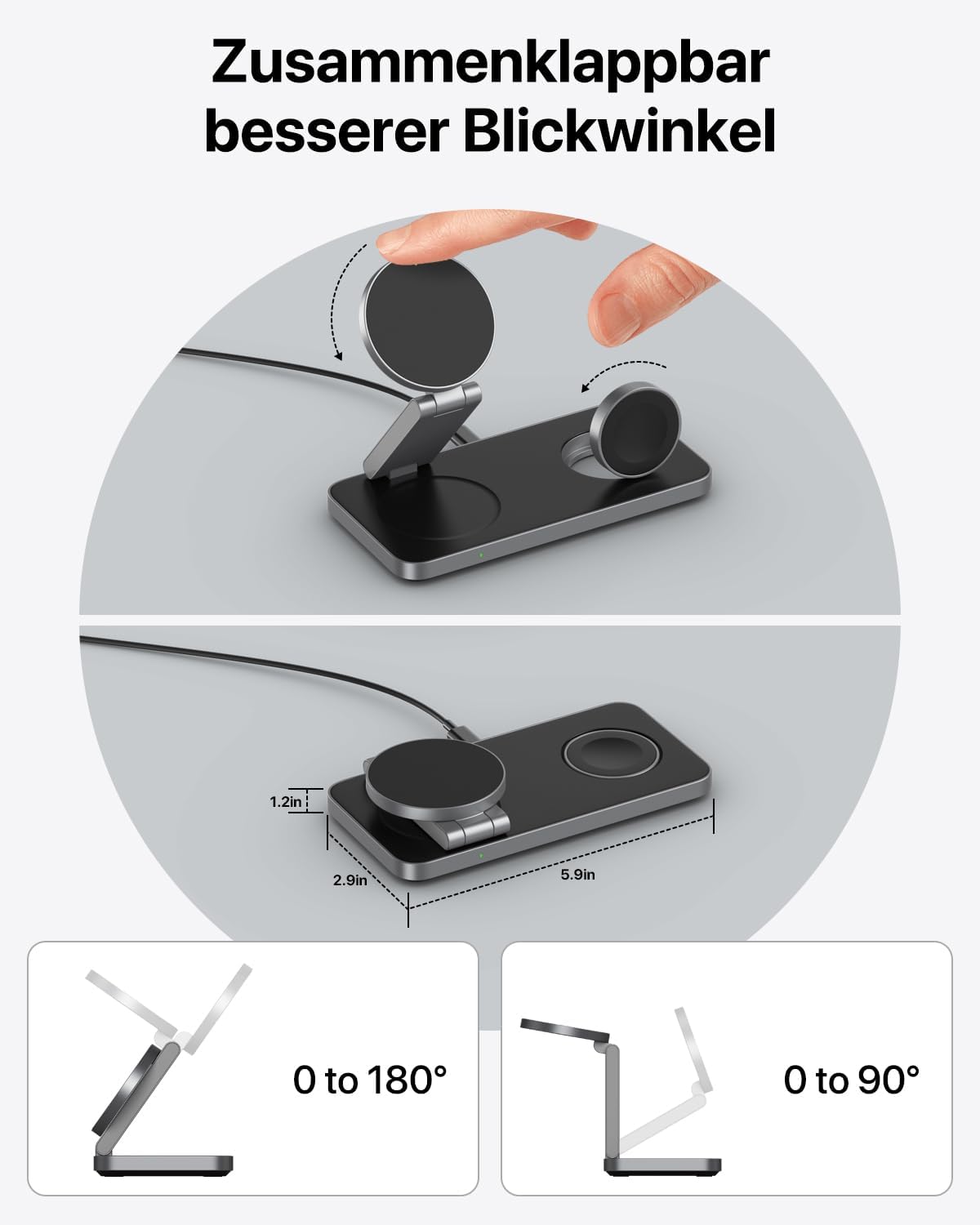 QTlier 3 in 1 iPhone Ladestation Kompatibel mit Magsafe Ladegerät für 18/17/16/15/14/13/12