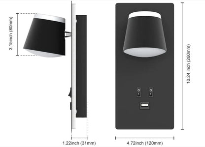 Moderne LED-Wandleuchte, Nachttisch-Wandleuchte, 20 W, 2400 Lm, fest verdrahtete Wandleuchte mit Ein-/Aus-Schalter, geeignet für Hotels, Schlafzimmer