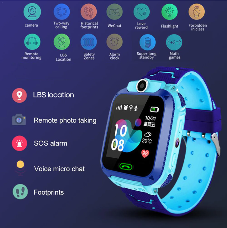 Intelligente Kinderuhr Q12B Smartwatch Phone Watch für Android IOS 2G SIM-Karte kinderuhren smartwatch jungen mädchen  ,Pink