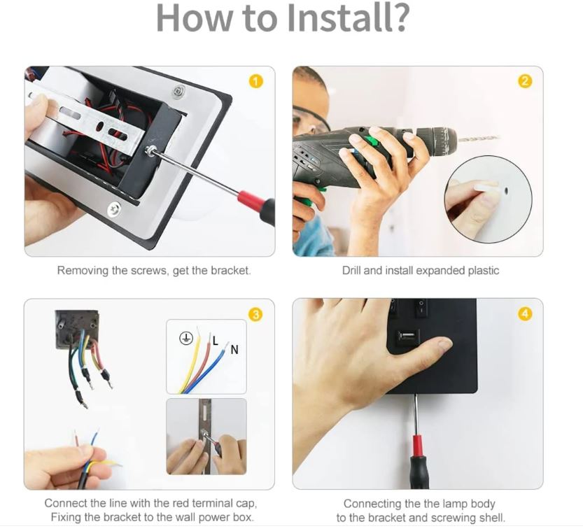 Moderne LED-Wandleuchte, Nachttisch-Wandleuchte, 20 W, 2400 Lm, fest verdrahtete Wandleuchte mit Ein-/Aus-Schalter, geeignet für Hotels, Schlafzimmer